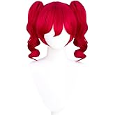Xingwang Queen Anime Meserizer Cosplay Wig Red Double Pigtails Heat Resistant Synthetic Party Wigs for Women Girls (Red)