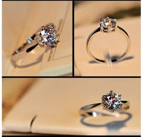 patcharin shop 5 ct White Sapphire Claw Ring 10KT White Gold Filled Wedding Rings Band Size4-12 (11)