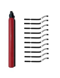 TOOLROCK Herramienta de desbarbado, herramienta de desbarbado giratoria con 10 piezas de cuchillas para metal blando (aluminio, cobre), extracción de rebabas de madera y plástico (rojo)