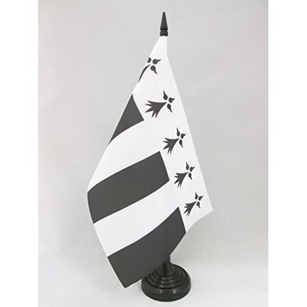 AZ FLAG Rennes City Table Flag 5'' x 8'' - Rennes Office Decoration 100% Polyester 21 x 14 cm - Mini Desk Flag with Pole and Black Plastic Base
