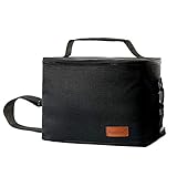 Insulated Lunch Bag Soft Cooler Tote Meal Prep Container Box Bags Adjustable Shoulder Strap Zipper for Work Picnic Camping Black