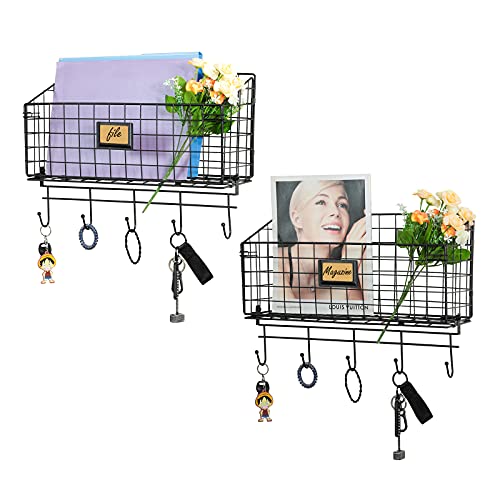 Extra Large Wire Basket Desk Organizer with Adjustable Divider and Tag Slot by Xcosrack , Wall