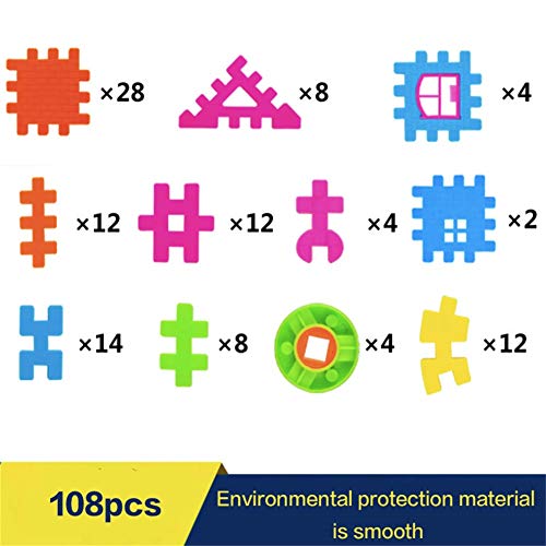 EsOfficce Building Blocks Set, Interlocking Learning Blocks, 108 Pieces Educational Toy for Girls 2-8 Year