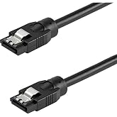 StarTech 12in Round SATA Cable, Black, Latching Connectors (SATRD30CM) | 6Gbps SATA Data Cord, SATA Hard Drive Power Cable, 6Gbs SATA Data Cord