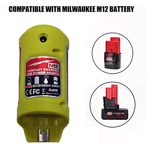 Replacement Portable Yellow Safe Charger Tools Converter USB ABS Adapter Power Source for Milwaukee Lithium Battery 12V M12 - Thumbnail 6