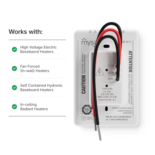 Mysa Smart Thermostat for Electric Baseboard Heaters 240V | Remote Control with 100% Free APP | Easy Install | HomeKit, Alexa, Google Home | Wi-Fi Programmable | Temp. & Humidity Alerts - View 4