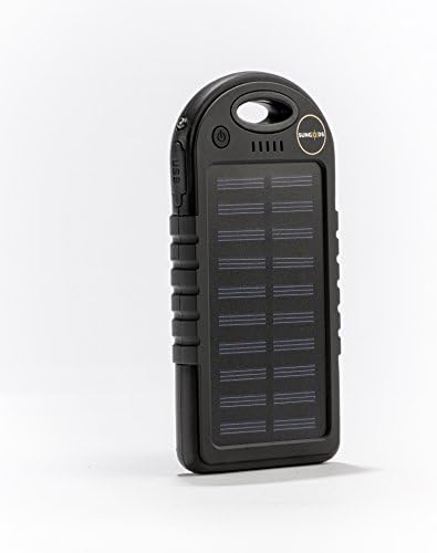 Solar Charger,SunGods,(USB cable included) Solar Flashlight with 5000mh Portable Solar Power Bank Dual USB Battery Bank for cell phone,iPhone,Samsung,Android phones. (Black)