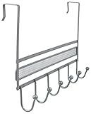 DecoBros Over The Door 6 Hook Organizer Rack - Silver (Office Product)
