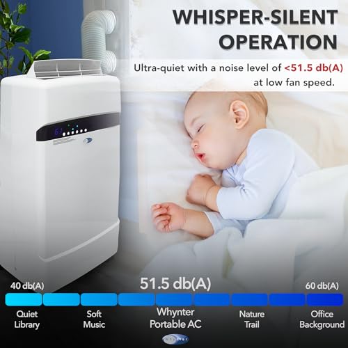 Whynter ARC-12SDH 12,000 BTU (6,884 BTU SACC) Dual Hose Cooling Portable Air Conditioner, Heater, Dehumidifier, and Fan with Storage Bag, Up To 400 sq ft in White
