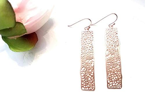 GenericROSE GOLD BAR Earrings, Net Gold Bar Chandelier Earrings, Drop earrings, Dangle, Minimal, Girlfriend Sister Wife Gift for Her, Mother Gift