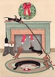 12 Christmas cards: Dachshund (doxie) frisky on Christmas eve / Lynch folk art