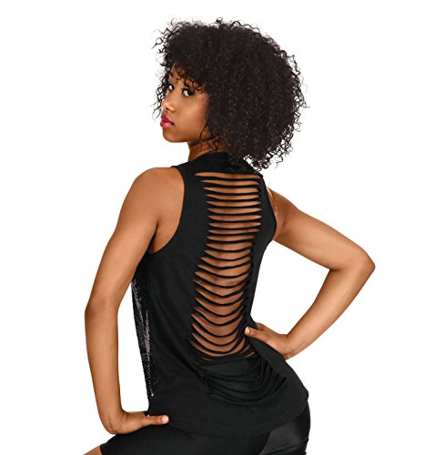Adult Sequin Slash Back Tank Top,LS116BLKXS,Black,XS