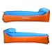 Inflatable Lounger, Air sofa, Fast Inflate by Wind or Air Pump, Waterproof Air Bag Chair Sofa, Perfect for Travelling, Camping, Hiking, Pool and Beach Parties, Lazy Hangout Couch Bed (Sky blue-Orange)