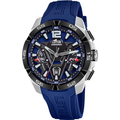 Montre Homme Analogique Caoutchouc Bleu - Quartz - Chronographe - Calendrier - Verre Minéral Résistant - Étanche 10 ATM 18944/1 Vortex