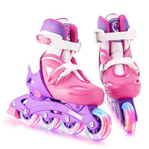 Locavun Inliner Kinder 4 Größen Verstellbare Inline Skates für Mädchen Größe 26-29 29-34 30-35 Inlineskates mit 82A PU Rollen Rollerskates