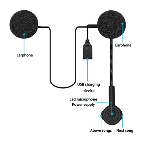 Maveek Motorcycle Helmet Bluetooth 4.1 Earphone Bicycle Wireless Intercom Headset Stereo Helmet Headphones with Hands Free Speakers Music Call Control Wide Compatibility Headsets