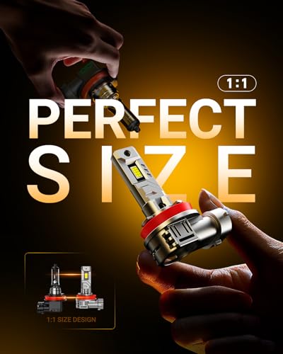 SEALIGHT 9005 H11 Bulbs, 96,000LM 900% Brightness HB3 H8/H9 Light Bulbs, 6500K Cool White Bulbs with 15000RPM Fan, Plug and Play ATV/UTV, 10-Year Extended Lifespan IP68 Waterproof, Pack of 4