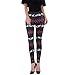 Ensasa Womens Autumn Winter Snowflake Graphic Printed Stretchy Leggings Pants, Black Red Reindeer Medium