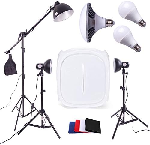 3 x LED Studio Light Kit - PhotoGeeks | 60cm Tent | Photography Daylight Bulbs