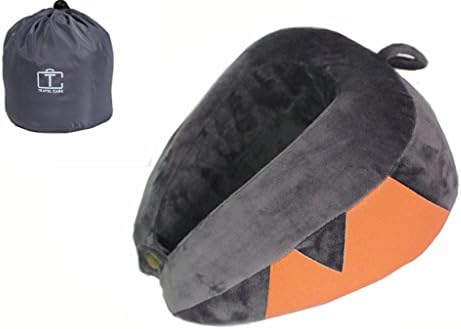 U-Shape Travel Pillow Memory Foam With Small Carry Bag By Travel Care Premium Neck Pillow For Best Comfort and Support For You When Traveling On Airplanes Cars Trains or Bus (Grey)