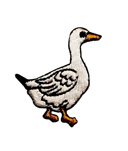 ID 0501 White Goose Standing Patch Wild Life Duck Embroidered Iron On Applique