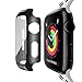 baozai 2 Pack Tempered Glass Screen Protector Compatible with Apple Watch 42mm Case, Full Coverage Hard iWatch Case for Series 3/2/1, Black