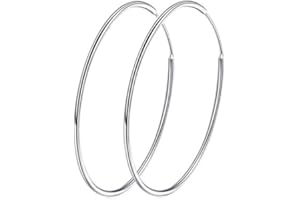 KOKOMA Chic 925 Sterling Silver Big Hoop Earrings Minimalist Round Circle Endless Large Huggie Hoops Statement Earrings 50/60/70/90mm Hypoallergenic Fashion Jewelry Gifts for Women Girls