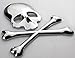KitMax (TM) Pack of 2 Sets 3D Skull Badge Auto Car Truck Laptop iPad Window Wall Motorcycle Decor Decal Sticker (Silver)