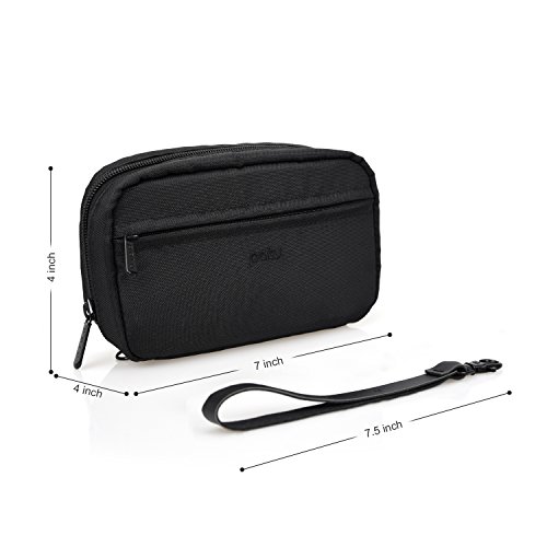 Patu Handy Beauty Stuff Carry Case, Makeup Cosmetic Bag, Women Facial Cleanser Skincare Kit Pouch, Pencil Clutch, Portable Electronics Accessories Organizer, Black