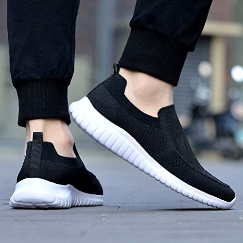 konhill Men's Breathable Walking Shoes Tennis Casual Slip on Athletic Sneakers 12 US Black