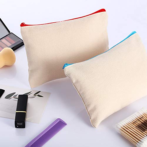 18 Pieces Canvas Makeup Bag Multipurpose Cosmetic Bag Travel Toiletry Pouch Pen Coin Bag Blank DIY Bag with Zipper for Women Girls (L) 6 18 Pieces Canvas Makeup Bag Multipurpose Cosmetic Bag Travel Toiletry Pouch Pen Coin Bag Blank DIY Bag with Zipper for Women Girls (L)