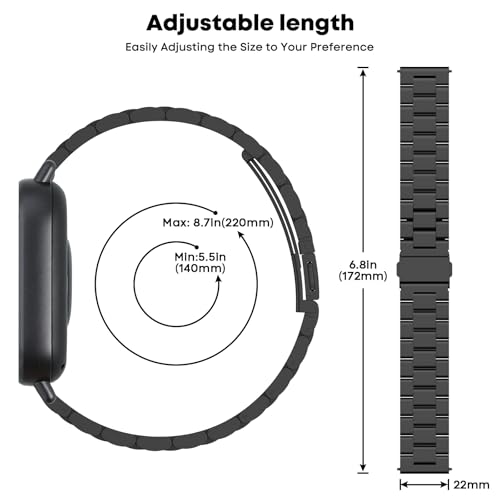 CreoArte Metal Strap Compatible with Amazfit Bip 6/Bip 5/Amazfit Balance/Balance 2, Stainless Steel Replacement Wristbands for Amazfit Cheetah/Amazfit Cheetah Pro