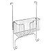 mDesign Ironing Board Holder with Large Storage Basket - Holds Iron, Board, Spray Bottles, Starch, Fabric Refresher Iron for Laundry Rooms – Durable Steel, Chrome