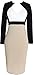 LUNAJANY Women's Chic V neck Color-Blocked Wear to Work Sheath Dress, White and Beige M