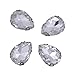 ZIJING 70pcs Mixed Small Big Size Silver Brass Metal Setting Clear White Teardrop Facets Sew On Crystal Rhinestones Gems Beads with 4 Holes for Sew On (Clear White Mix Size -70pcs)