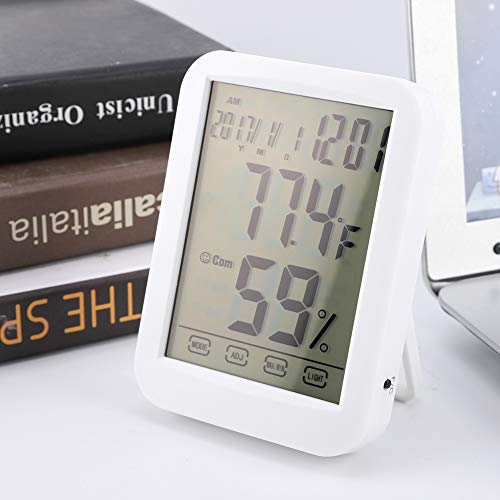 Digital Mini Instant-Read Temperature Touch Large Screen Clock Temperature and Humidity Meter Thermometer Digital Thermometer Digital Hygrometer for Household Office Gym Kitchen etc
