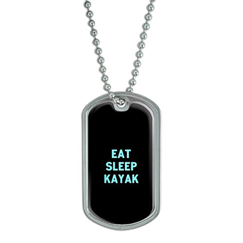 Eat Sleep Kayak - Military Dog Tag Luggage Keychain