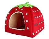 Xhan Cute Soft Sponge Strawberry Pet Cat Dog House Bed Warm Cushion Basket (L)