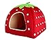 Leegoal Strawberry Small Cotton Soft Dog Cat Pet Bed House (Red, L)