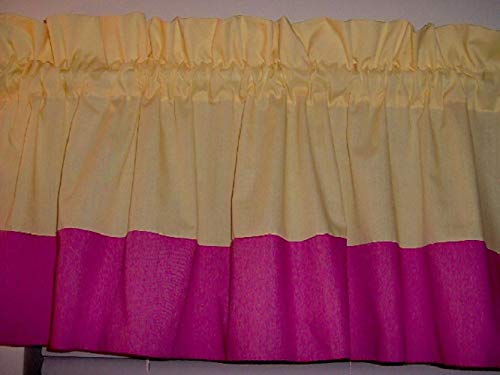 Amazon Com Light Yellow With Bright Pink Solid Color Valance