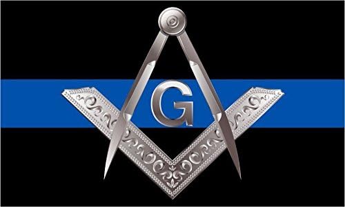 Evan Decals Magnet Thin Blue Line- Masonic Square & Compass Window Decal Vinyl Magnetic Sticker 3"