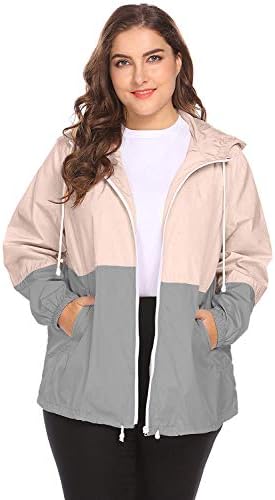 XL-6XL Rain Jacket Women Waterproof with Hood Lightweight Active Outdoor Raincoat Windbreaker