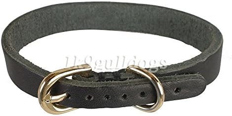 Black Hand-made New Plain Genuine Leather Small Pet Dog Collar Heavy Duty 5 Colors Size : S