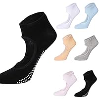 ZHER-LU Women Yoga Socks Silica Gel Non-Slip Ankle Socks for Pilates, Pure Barre, Ballet, Dance, Barefoot Workout,6 pack (6 pack)