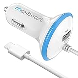 Quick Charge 2.0 Car Charger, Maxboost 30W USB Car Charger 2.4A with QC 2.0 MicroUSB Cable for Samsung Galaxy S9 S8 Plus/S7/Edge/Note 9 8,HTC,LG G6,Nexus,iPhone XS XR Max X 8 7 SE,iPad and More-White