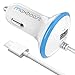 Quick Charge 2.0 Car Charger, Maxboost 30W USB Charger 2.4A w/ QC 2.0 MicroUSB Cable for Galaxy S9 S8 Plus/S7 Edge, Note 5 8,HTC One A9,LG G6 G5 V10 V20,Nexus 5X 6P, Pixel 2 XL, iPhone X 8 7 6s -White