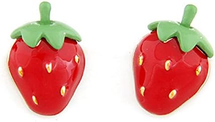 LOCOMO Women Girl Cute Fruit Strawberry Stud Earrings JER035RED