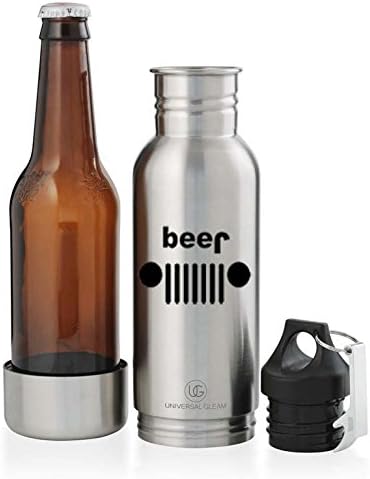 Stainless Steel Beer Bottle Koozie Keeper Cold Insulated Neoprene JEEP 12 ounce Beer Bottle