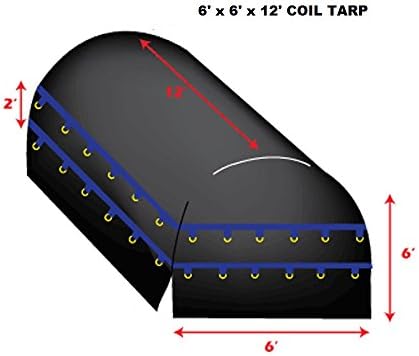12' x 6' X 6' Heavy Duty Truck Tarp, Coil Tarp, Black Color, Great for Flat Bed Truck Hauling Use, 18 OZ Gauge, Heavu Duty for Tough Trucking Business, Patchable and Repairable, Made by Xtarps