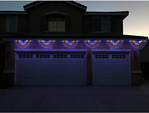 FAMILy LED American Christmas Lights Pleated American Flag Lights 4 x 2 Feet Patriot Decorations Holiday, Garden, Indoor and Outdoor Waterproof Flag Lights (1Pack)